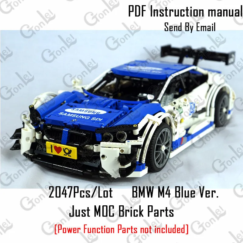 Technic RC двигатель мощность Функция автомобиль M4 спортивные автомобили строительные блоки кирпичи самодельные игрушки подарки подходят для MOC-4142 Brinquedos - Цвет: Blue Just Brick
