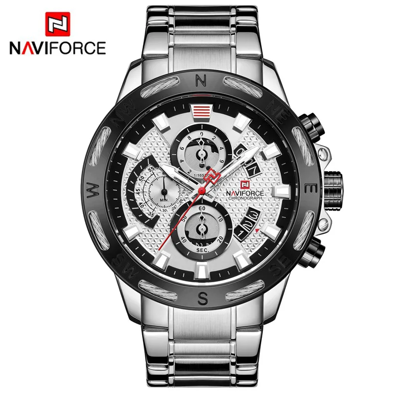 NA916505 without box NAVIFORCE мужские часы Спортивные Хронограф Бизнес Мужские наручные часы лучший бренд класса люкс Военная нержавеющая сталь кварцевые мужские часы 9165 - Цвет: NA916505 without box