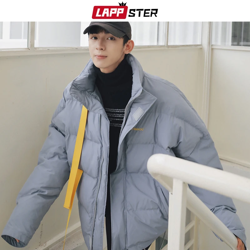 LAPPSTER Мужская Уличная зимняя куртка с лентами Парка мужская Harajuku уличная ветровка пара корейских толстых пузырьков пальто