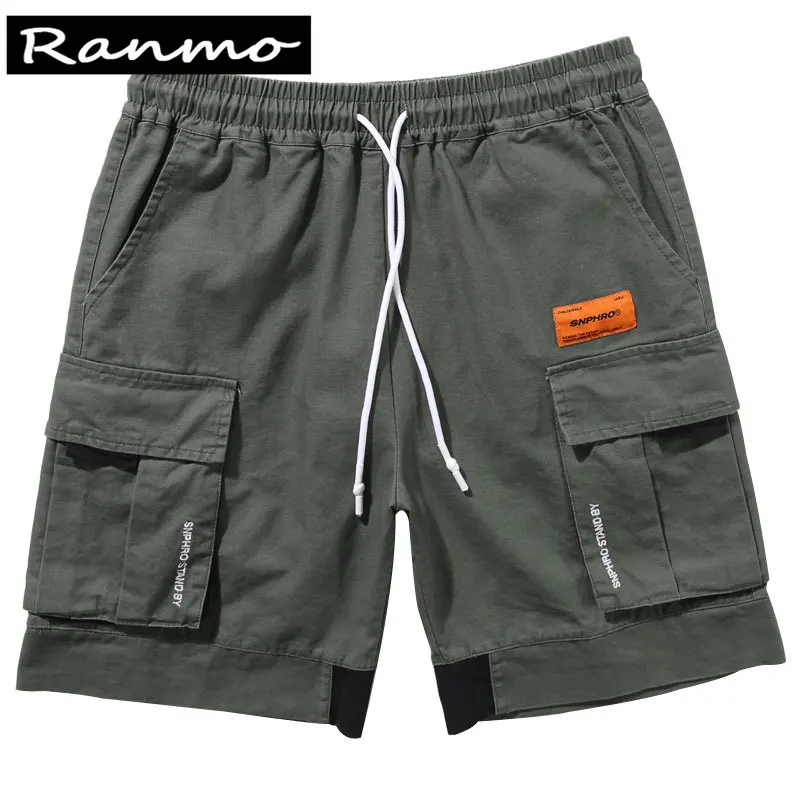 

Color Block Patchwork Side Pockets Cargo Shorts Streetwear Mens Hip Hop Casual Short Pants Trousers Summer Fashion Male