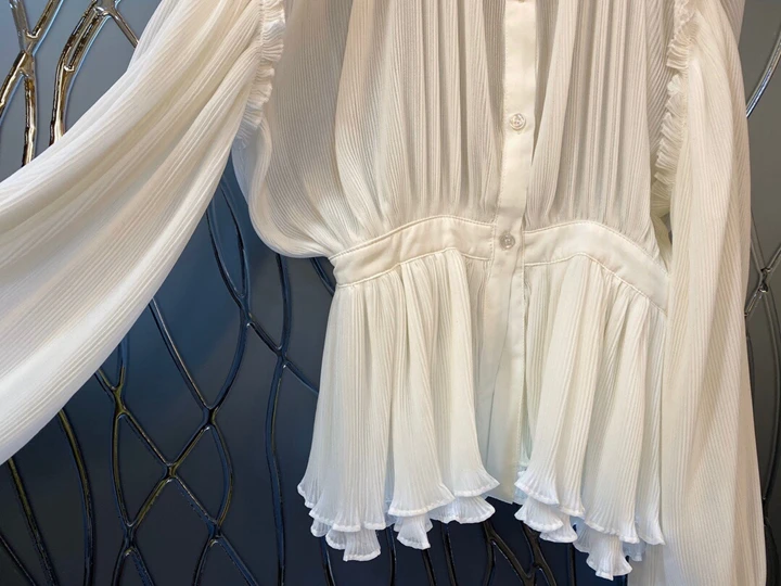 Новинка, женская зимняя рубашка с длинным рукавом и высоким воротником, чистая цветная складка, 1111