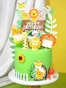 

Cakelove jungle wildlife animals theme cake topper cupcake birthday decoration party for baking baking accessories cake decor