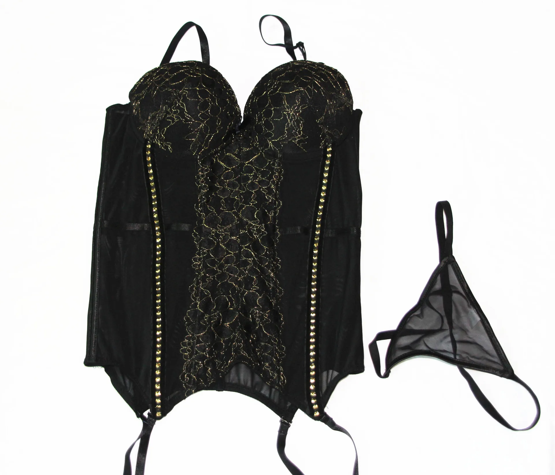 New Arrival High Elasticity Sexy Corset Bustier Women Plus Size Set Straps Belt Breathable Fabric Lingerie Black corset dress