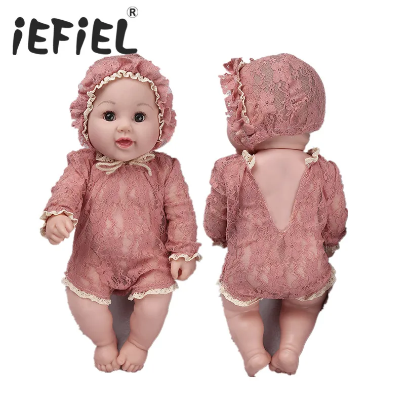 

0-2 Months Newborn Toddler Baby Girls Infant Princess Costume Lace Romper with Hat Photo Shoot Outfits Photography Props