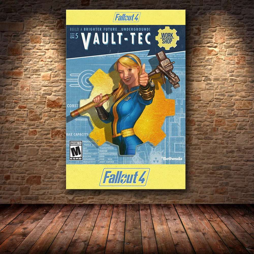 44 Fallout 4 плакат видеоигры г-н галька кошка плакаты и репродукции, настенное Искусство Картина на холсте детская комната декорации Декор для дома - Цвет: 44
