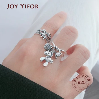 

100% Pure 925 Sterling Silver Ring Fashion Simple horse vintage Ring Thin Geometric finger Ring For Women Jewelry Anti Allergy