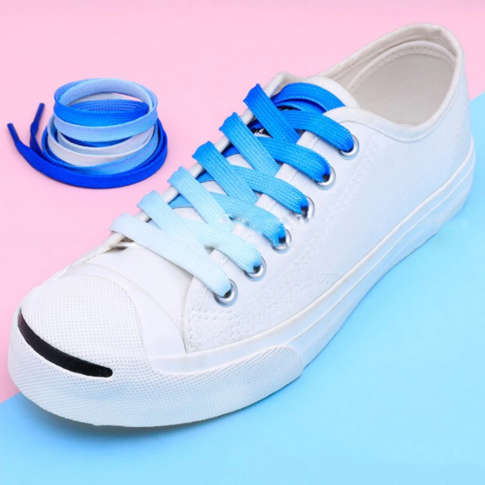 1 пара радужных шнурков для обуви, кроссовки, плоские эластичные шнурки, походные ботинки, шнурки для обуви, цветные шнурки для кроссовок - Цвет: Синий