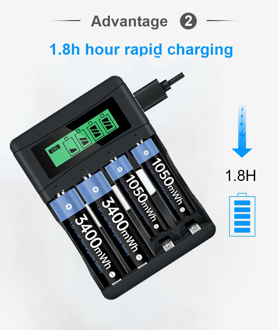 1.5v da Bateria Recarregável de 1.5v para a Bateria 1.5v da Câmera do Controlador Bateria Recarregável aa 3400mwh - Image 5