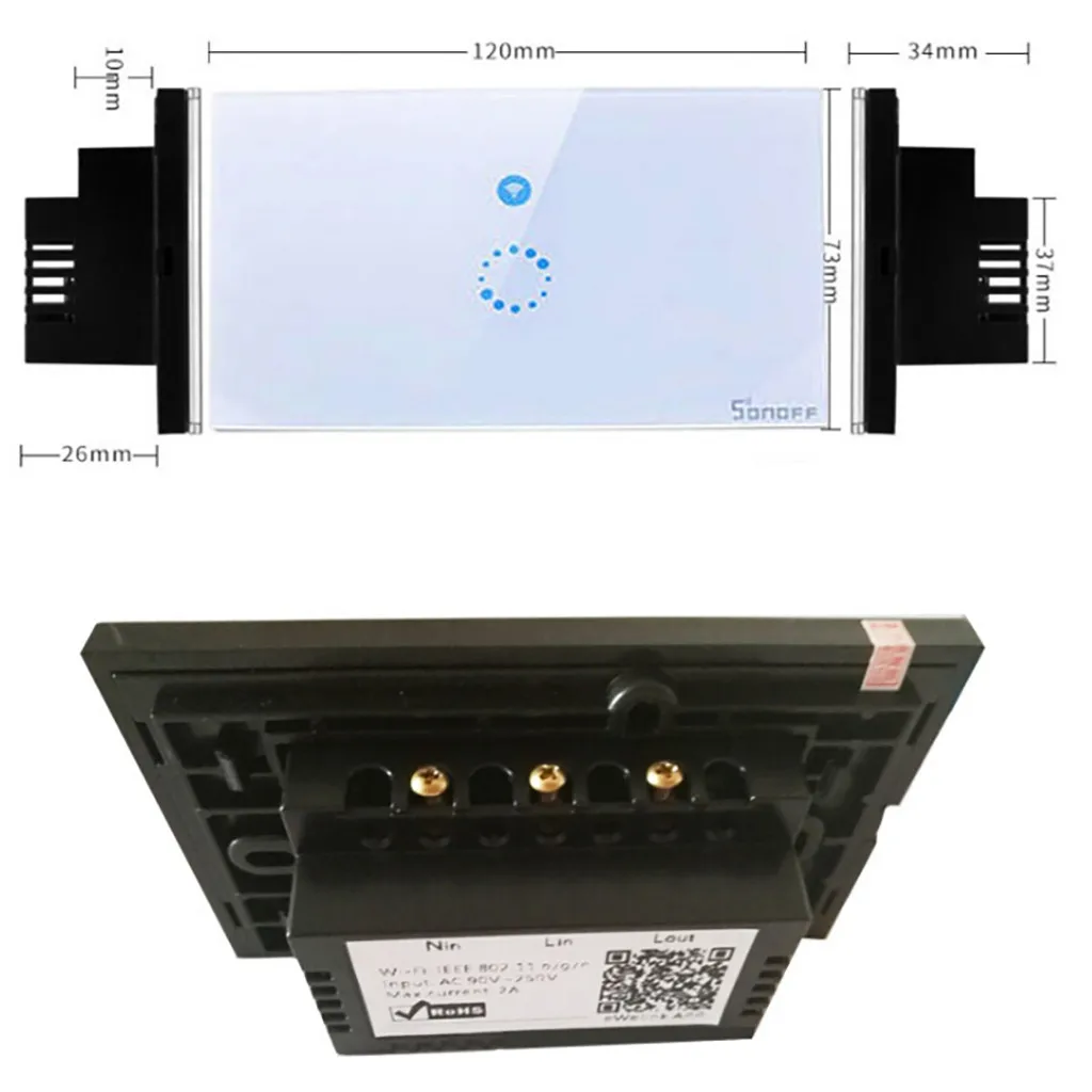 Sonoff T1 US/EU 1C 1,2, 3 банды Wi-Fi панель дистанционного настенного приложения контрольный светильник переключатель времени
