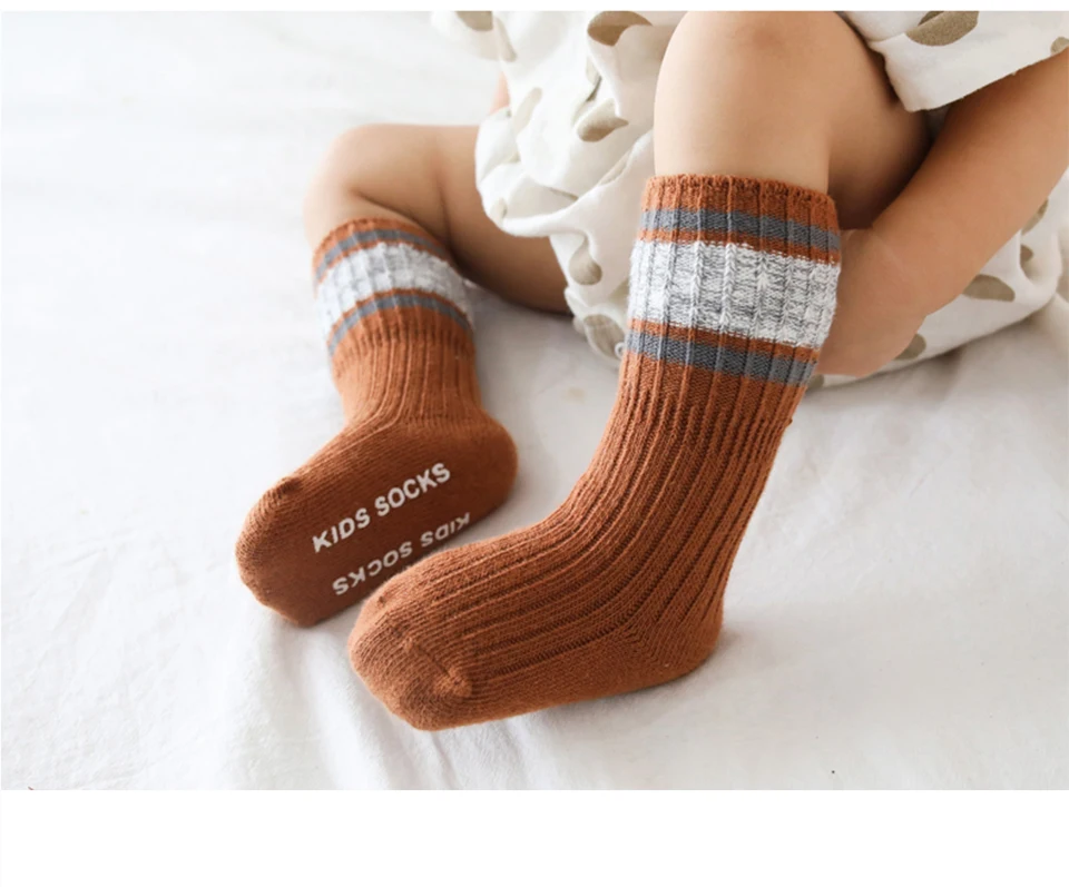 Нескользящие носки до колена для малышей зимние длинные хлопковые носки для новорожденных девочек и мальчиков детские толстые теплые высокие носки