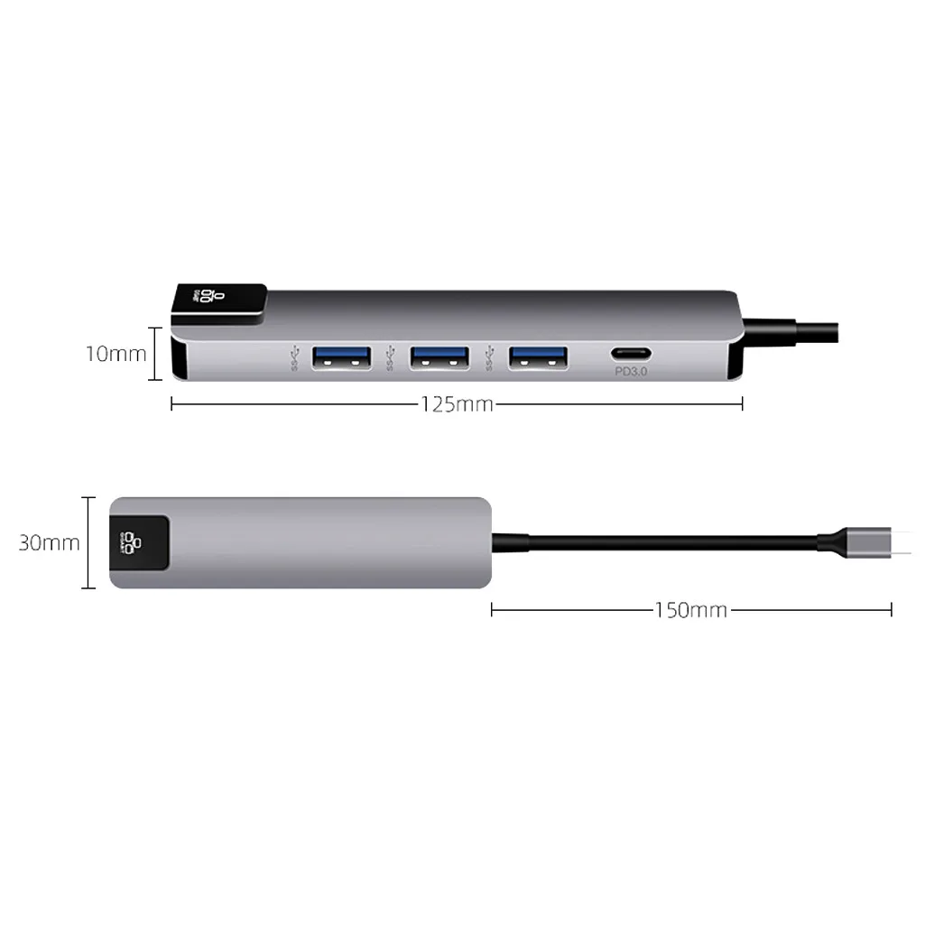 Heat-5in1 Кабель с разъемом USB типа C 4K Hdmi USB C Gigabit Ethernet ...