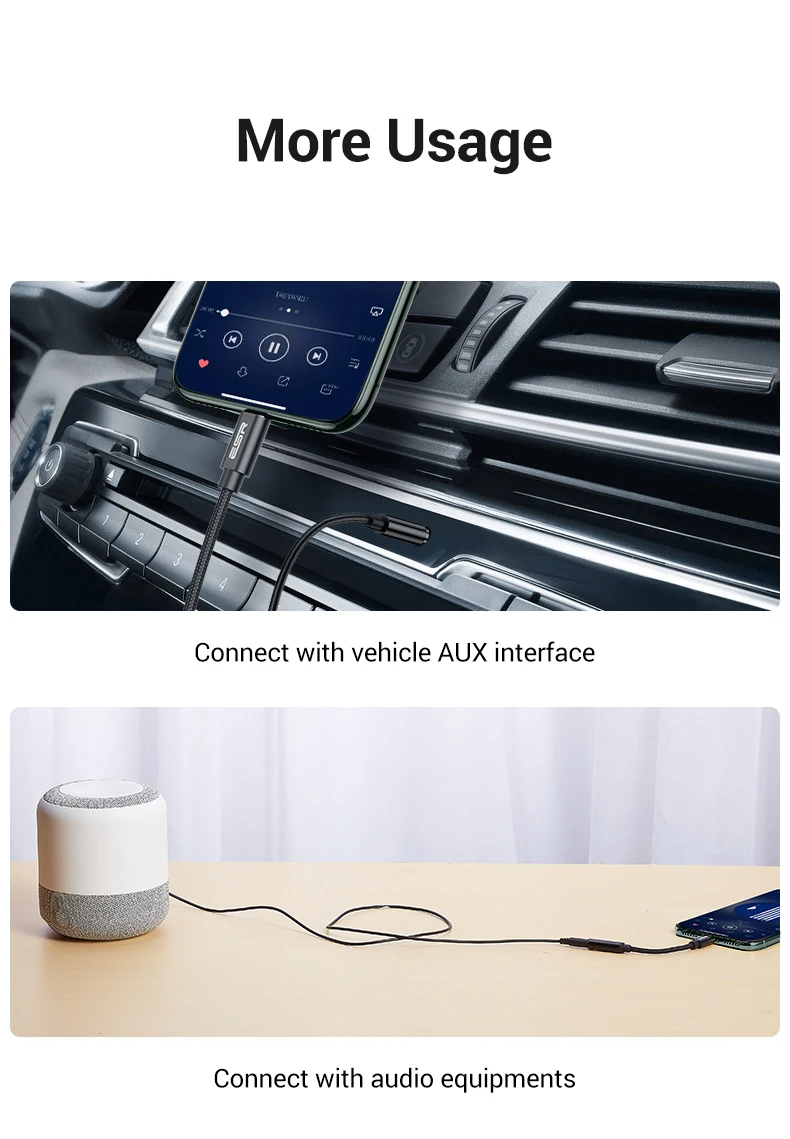 Адаптер ESR MFI Lighting 3,5 мм разъем для наушников Aux разъем для воспроизведения аудио для iPhone X 7 8 Plus XR XS 11 pro Max наушники Adaptador