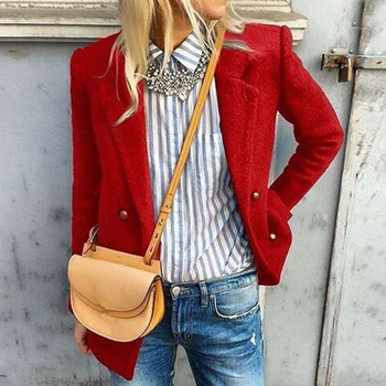 

New Style Winter Coat Women 3-Colors Slim Button Jacket Fashion Casual Jacket Suit 2020 Femme Streetwear Ladies Tops