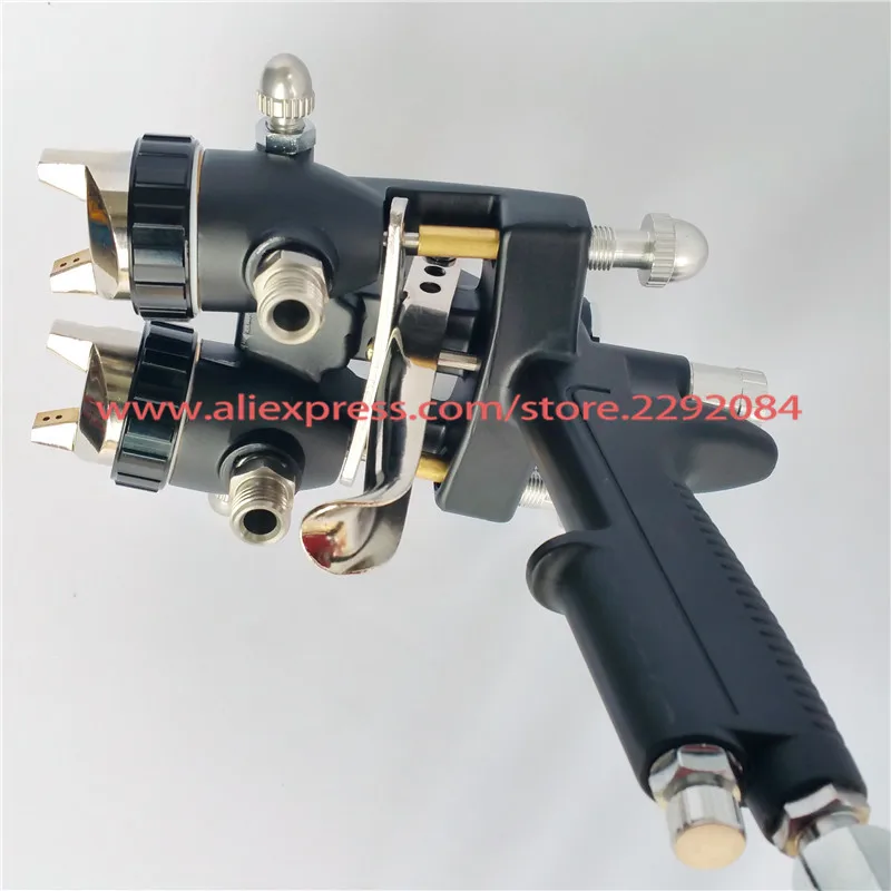 nano chrome painting dual head pneumatic sprayer hot on sales double nozzle spray gun (2)