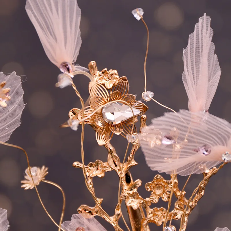 Korean Version of the Beautiful Butterfly Antique Bride Tiara Hairpin Earrings Set