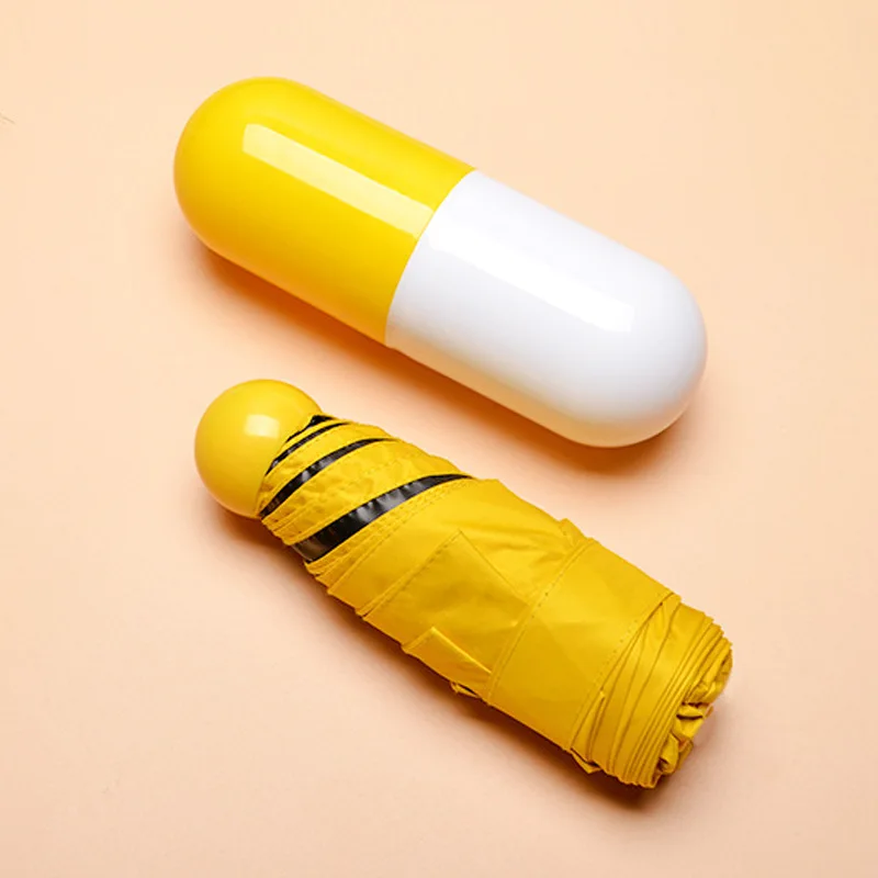 Yellow 6 шт. капсула зонтик мини дождь женский светильник маленькие карманные зонтики анти-УФ Складные компактные Чехлы Солнечный дождливый зонтик для детей - Цвет: Yellow