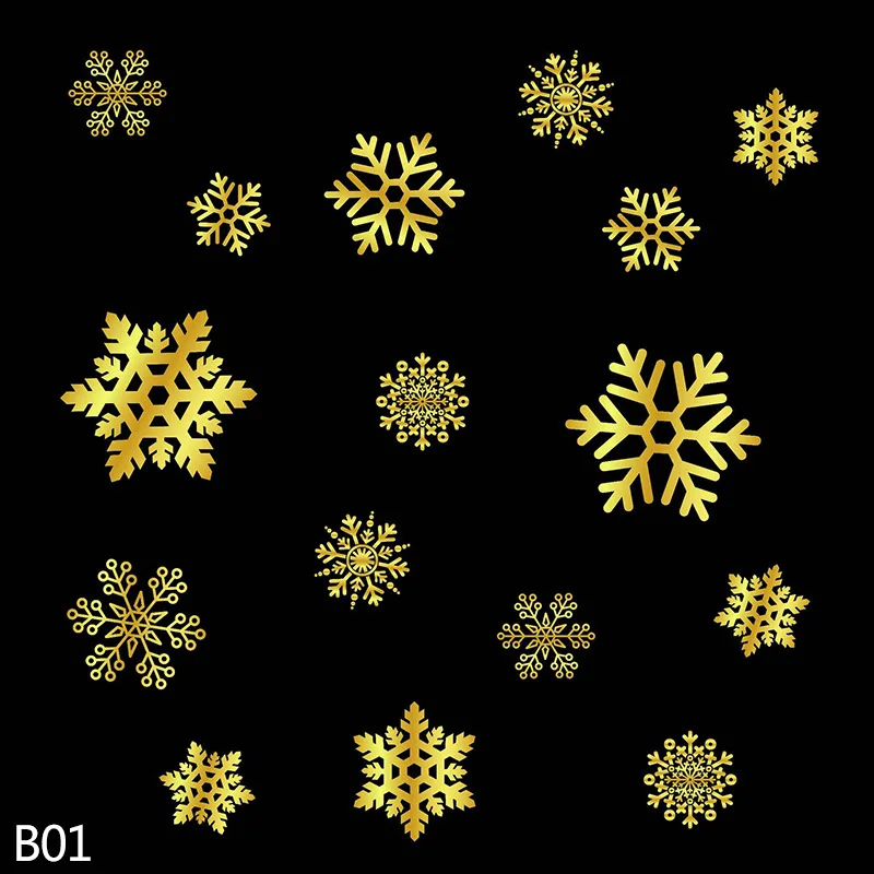 b01 gold snowflake 1 лист, веселое Рождество, наклейка на стену, оконная наклейка, новогоднее, Рождественское украшение для детской комнаты, оконная витрина, стеклянная наклейка для дома - Цвет: b01 gold snowflake