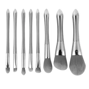 

8Pcs Silver Soft Makeup Brush Set Cosmetics Brushes Powder Foundation Brush Kit with OPP Storage Bag for Women Girls