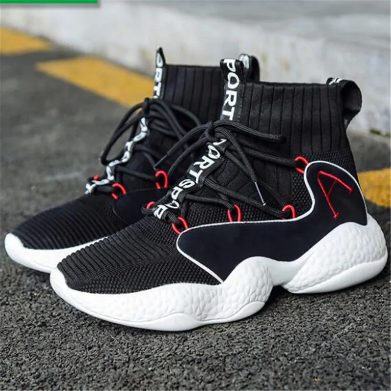 

Mhysa 2019 autumn winter short boots men new Comfortable and breathable socks shoes Korean sports casual fly woven men shoes
