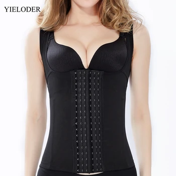 

YIELODER 4 Rows Hooks Latex Waist Cincher Body Shaper Steel Bone Corset Slimming Vest Waist Trainer Plus Size Girdle Belt 019