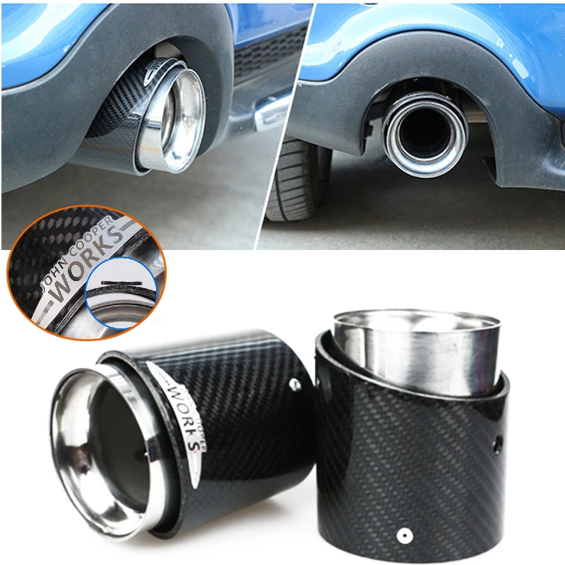 Heinmo Carbon Fiber Steel Exhaust Pipe Tail Muffler Tip JCW For MINI Cooper F54 F55 F56 2018 2019 Internal diameter 63MM 