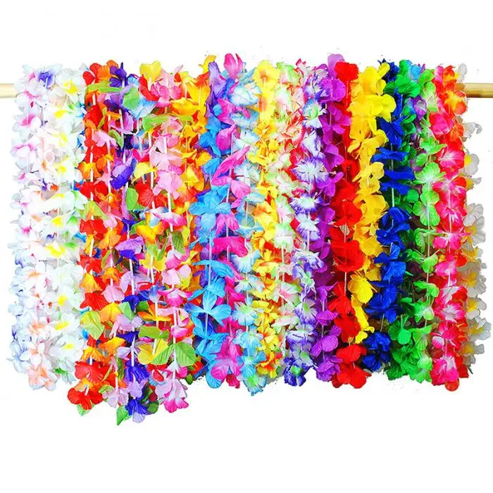 36 Pcs/Set Tropical Hawaiian Flower Garland Party Necklace Garlands Leis Supplies Decoration JS22