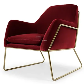 

Nordic Style Fashion Single Sofa Chair Armrest Minimalist Sofa Furniture Living Room Chair Soft Seat Cushion Metal Iron Frame