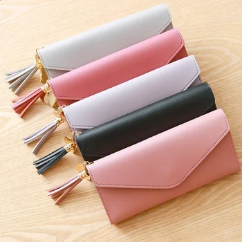 

Long Wallet Women Purses Tassel Fashion Coin Purse Card Holder Wallets Female High Quality Clutch Money Bag PU Leather Wallet
