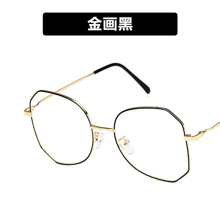 Anti-blue metal lens frame new flat light mirror female irregular glasses frame can be matched with myopia kick-off - Цвет оправы: Gold painting black