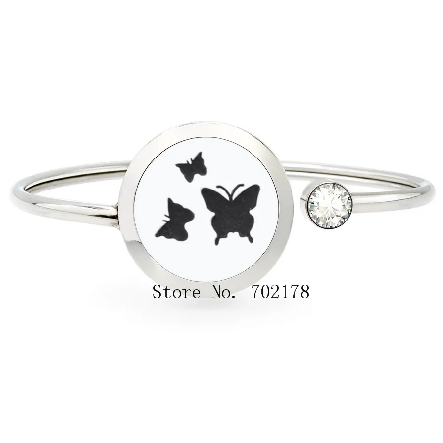 Lotus flower 25mm Stainless Steel Twist Aromatherapy locket Bracelet Bangle essential oil perfume locket bracelet Jewelry - Окраска металла: 036