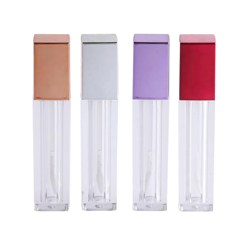 

New 1PC 5.5ml Square Lip Gloss Tube With Wand Applicator Empty Refillable Plastic Lipstick Lip Balm Bottles Vials DIY Container