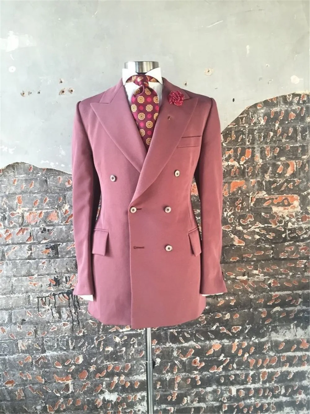 Pink-Men-Suits-Double-Breasted-Suits-Coat-Peaked-Lapel-Custome-Homme-Fashion-Tuxedos-High-Quality-Terno