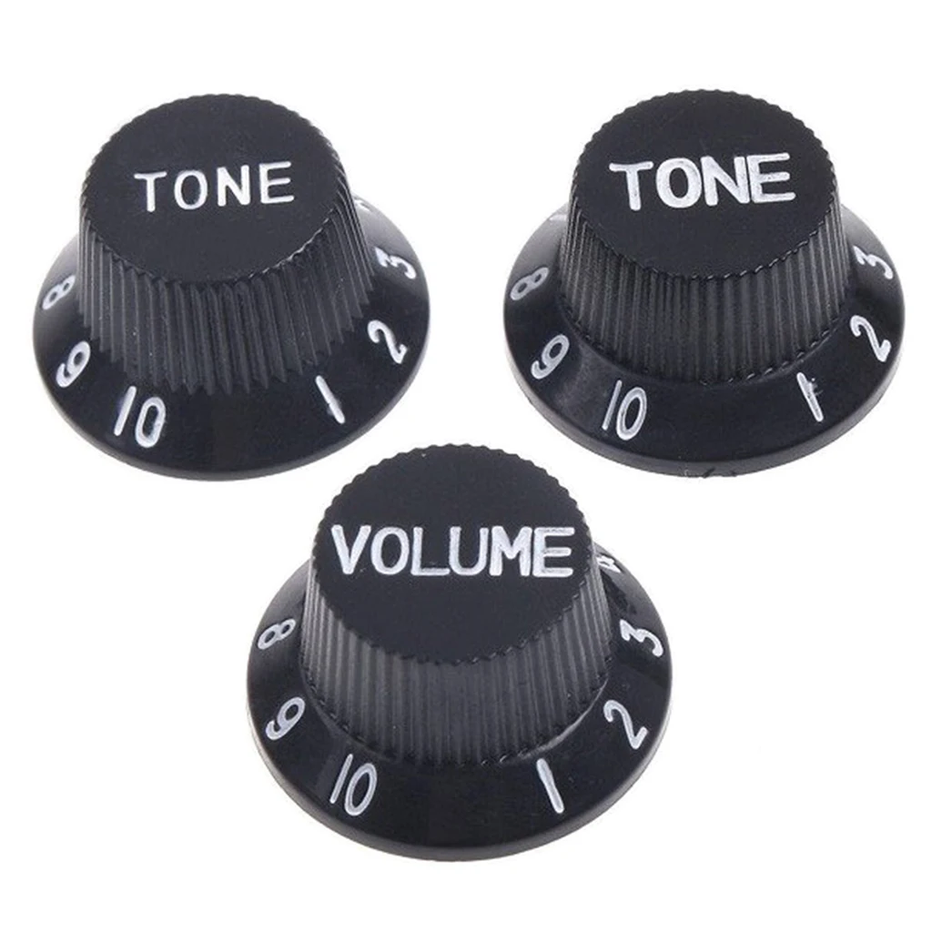 3x Plastic Electric Guitar Speed Control Knobs with Numbers DIY