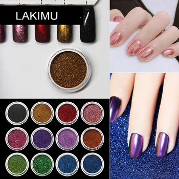 

LAKIMU 1g/bottle Holographic Glitter Nail Art Pigment Powder Shining Laser Dipping Spangles Chrome Mirror Nail Polish Dust Gel