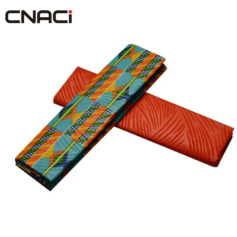 19070006 CNACI Новинка Kente Ткань Гана принт африканская ткань Анкара настоящий воск блок печать ткань 2+ 2 ярдов для женского платья - Цвет: 19070006