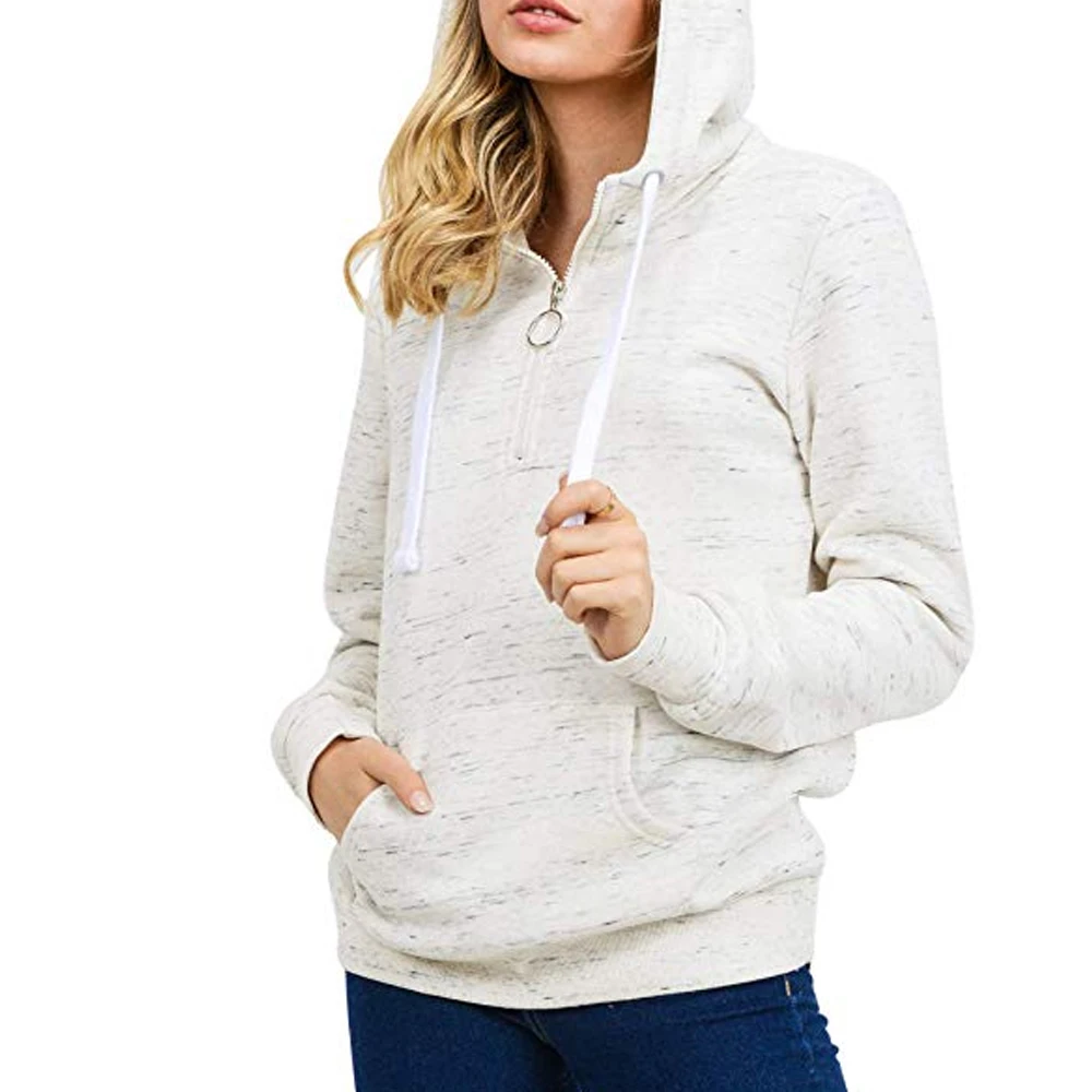 OEAK Womens Long Sleeve Winter Hooded Hoodies Zip Up Color Patchwork Tops Casual Loose Sweatshirt with Pocket Plus Size