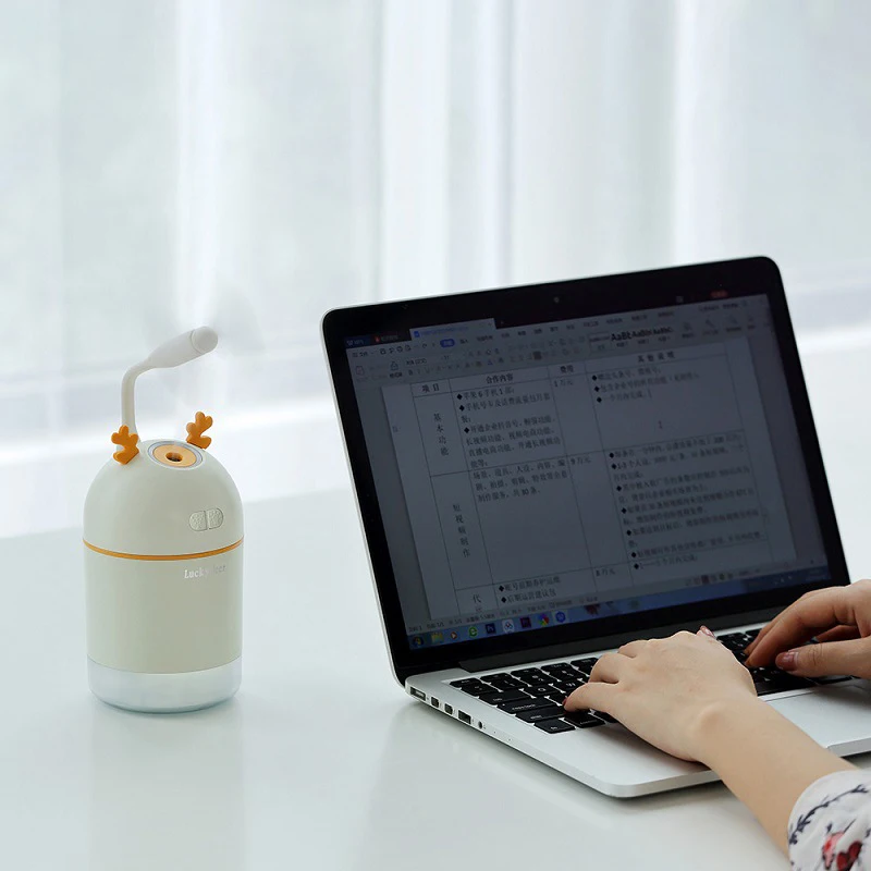 Lucky Deer 3 в 1 USB мини увлажнитель воздуха 400 мл Автомобильный увлажнитель воздуха с небольшим вентилятором светодиодный фонарь