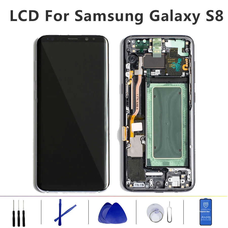 AMOLED после рынка S8 ЖК сенсорный экран с рамкой для SAMSUNG Galaxy S8 G950 G950F дисплей S8 Plus G955 G955F