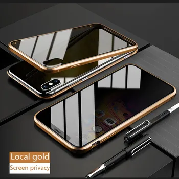 

Magnetic Adsorption Metal Anti-peeping Double-sided Glass Mobile Phone Skin Case High-quality
