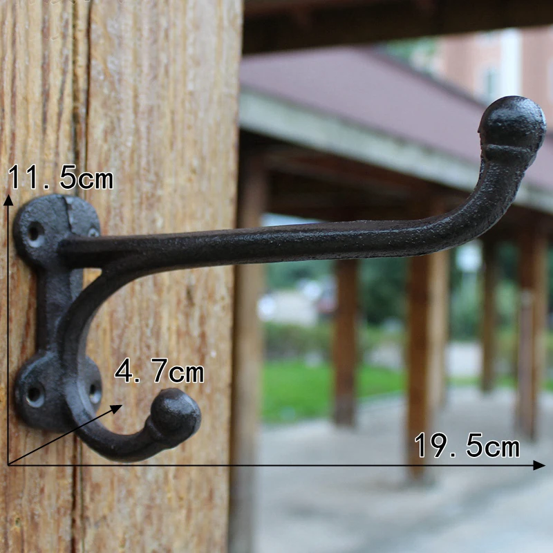 European Vintage Home Garden Decor Heavy Stable Cast Iron Wall Hook With  Two Hangers For Coat Hats Flower Pots Hanging Lantern - Key & Decorative  Hooks - AliExpress