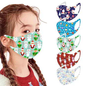 

5/10/30pcs Children Christmas Mouth Mask Cartoon three-dimensional Reusable Mask Protection Washable Earloop Mondmasker Wasbaar