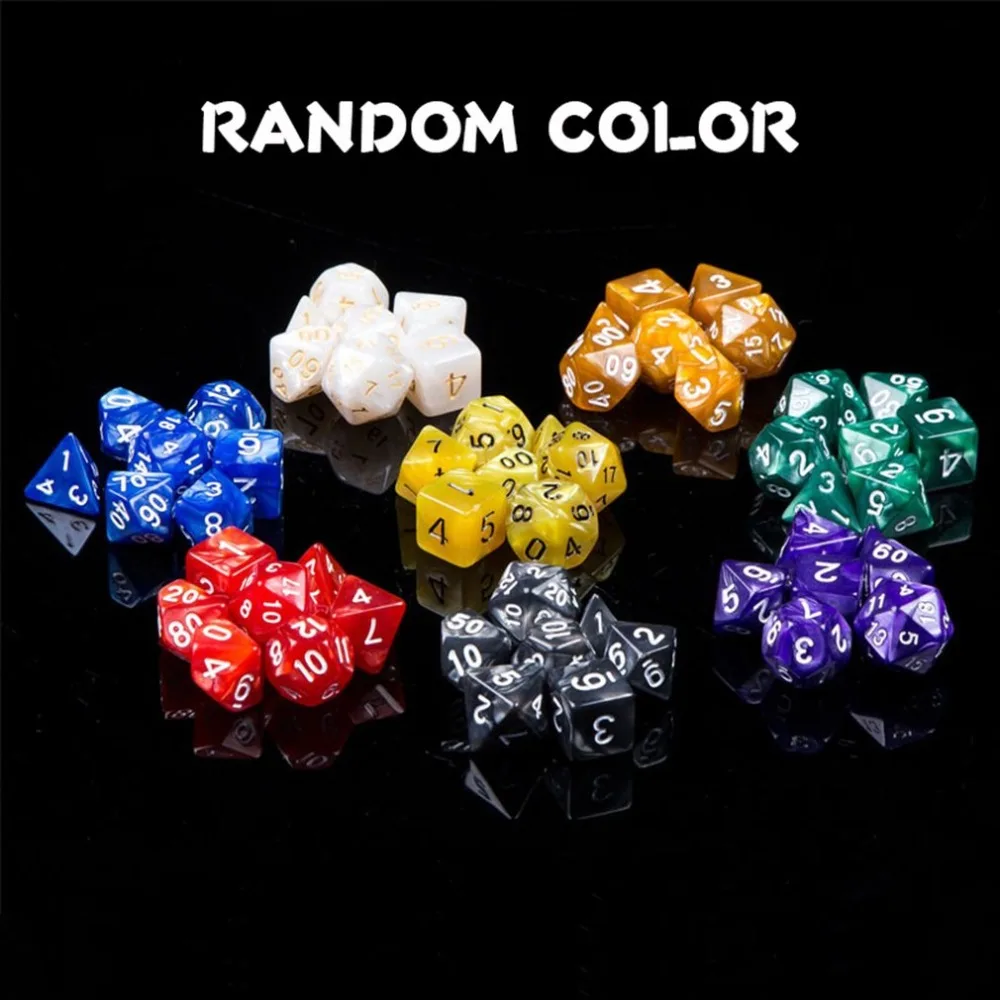 7 шт./компл. разноцветные акриловые многогранные стереоигральные кости D &amp