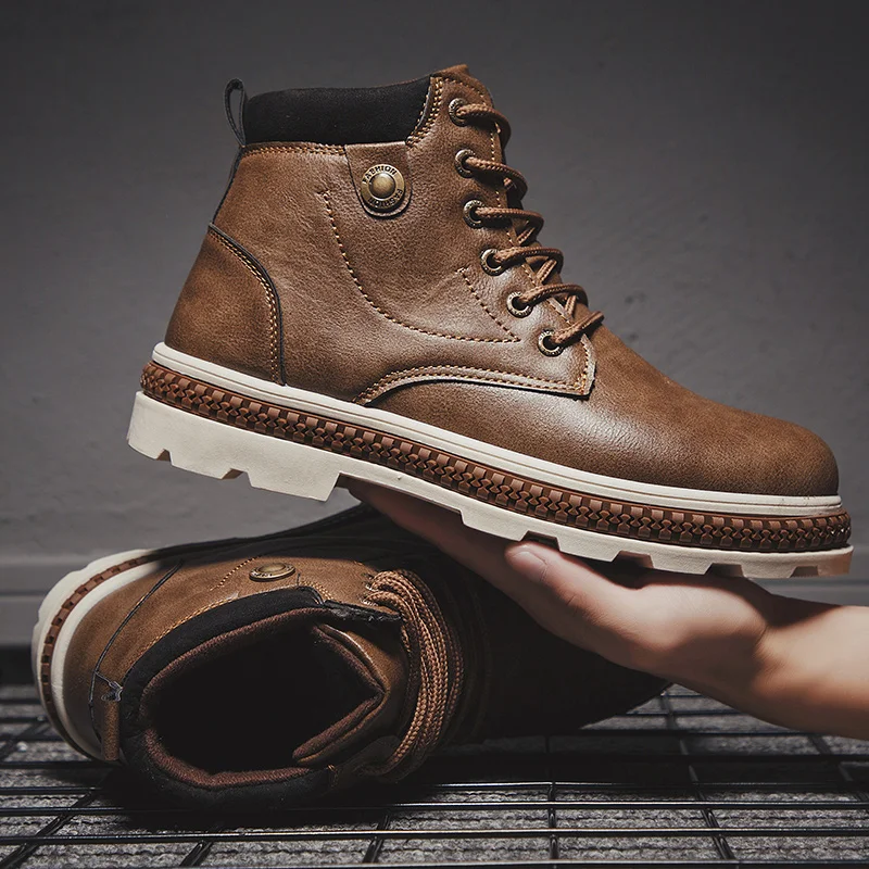 Зимние рабочие ботинки в британском стиле; удобные мужские ботинки высокого качества; Зимние ботильоны из натуральной кожи; очень теплая обувь;* 8222