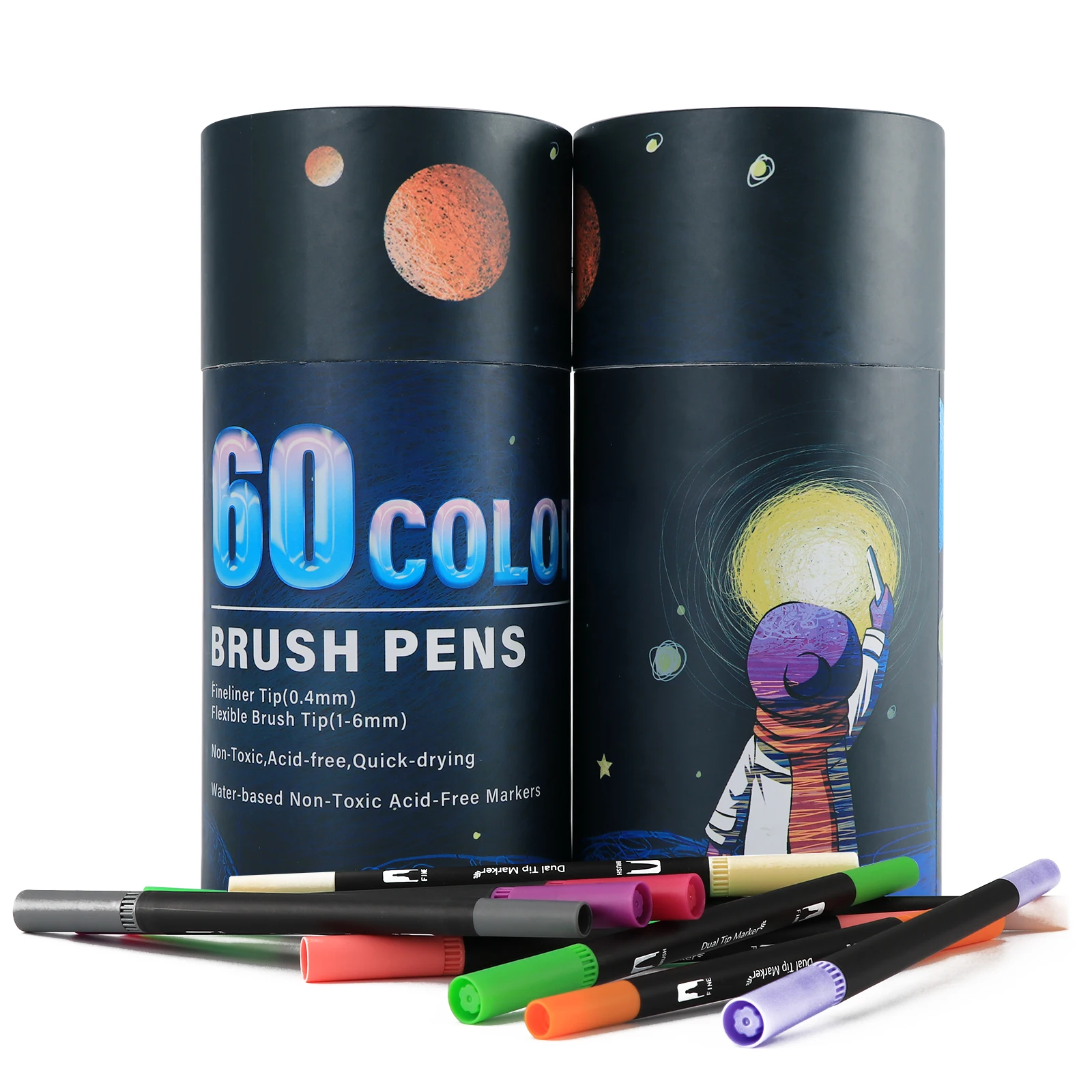 24/60 Colors Watercolor Art Markers Brush Pen Dual Tip Fineliner Drawing for Calligraphy Painting Supplies Set | Канцтовары для
