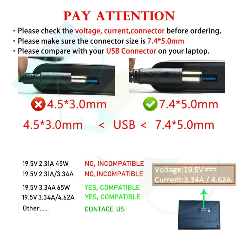 Новые оригинальные 65W адаптер переменного тока питания для ноутбука Dell Latitude 7490 7280 7390 E5530 E6230 E6330 6430U E6330 E5250 E5440 E5450 3150 3350