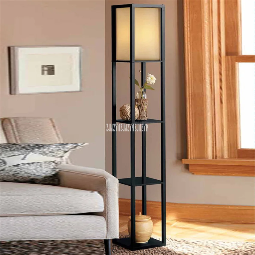 

JLKY255 Chinese Style Density Board Tea Table Lamp Living Room Wood Shelf Floor Lamp Modern Simple Bedroom Shelf Stand Lamp