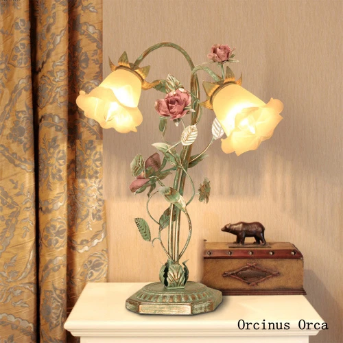 Korean garden flower desk lamp Girl Bedroom Princess bedroom bedside