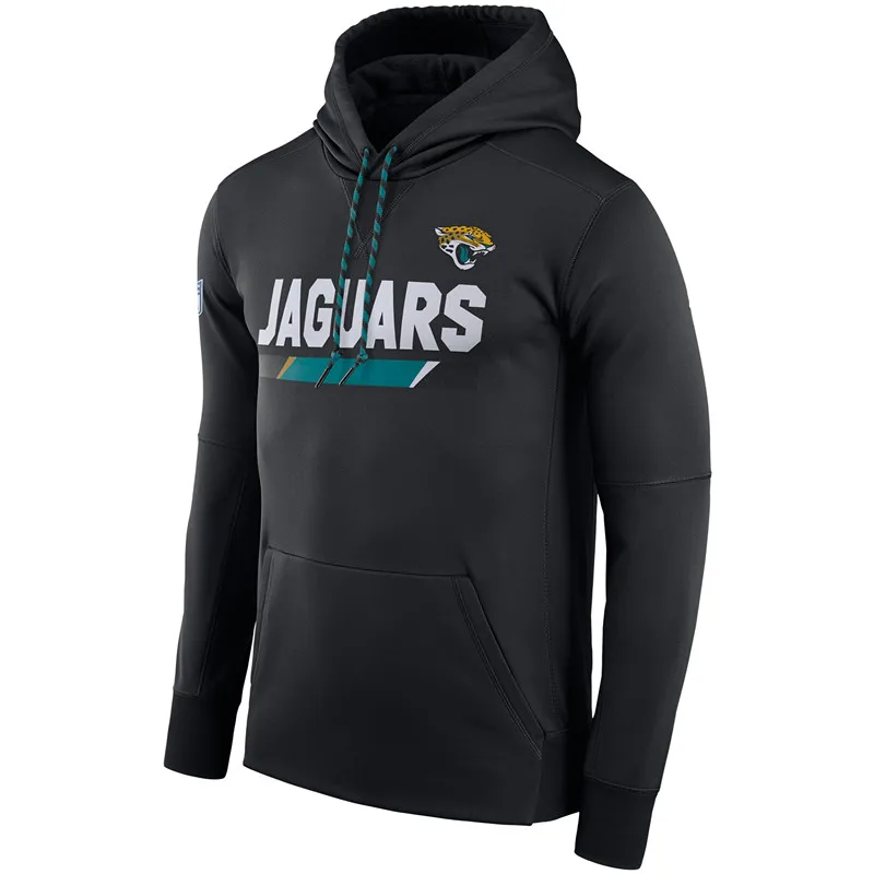 Мужская толстовка для американского футбола Jacksonville Jaguars Black Sideline ThermaFit Performance PO Hoodie