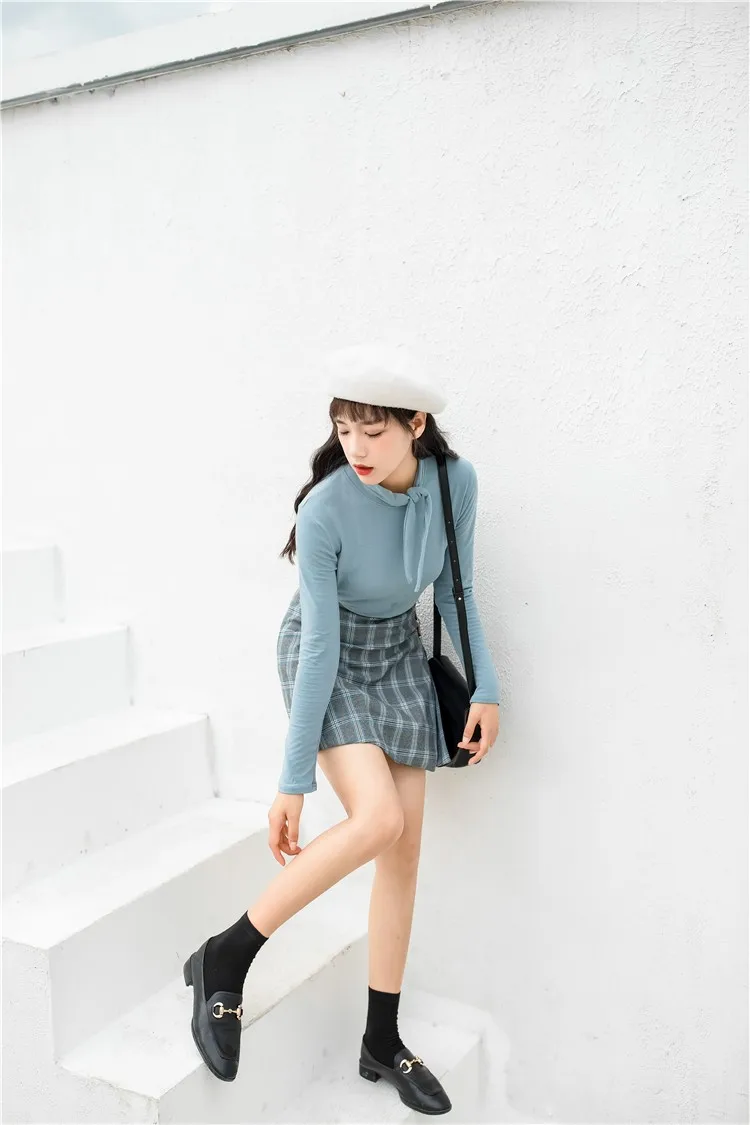 2019 осенние юбки женские harajuku с высокой талией Kawaii клетчатые юбки женские большие размеры Асимметричная мини-юбка jupe femme
