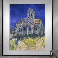 100% Hand Painted Handmade Van Gogh Oil Painting Orville's Church Abstract Canvas Art Wall House Decor Wall Pictures Large Size